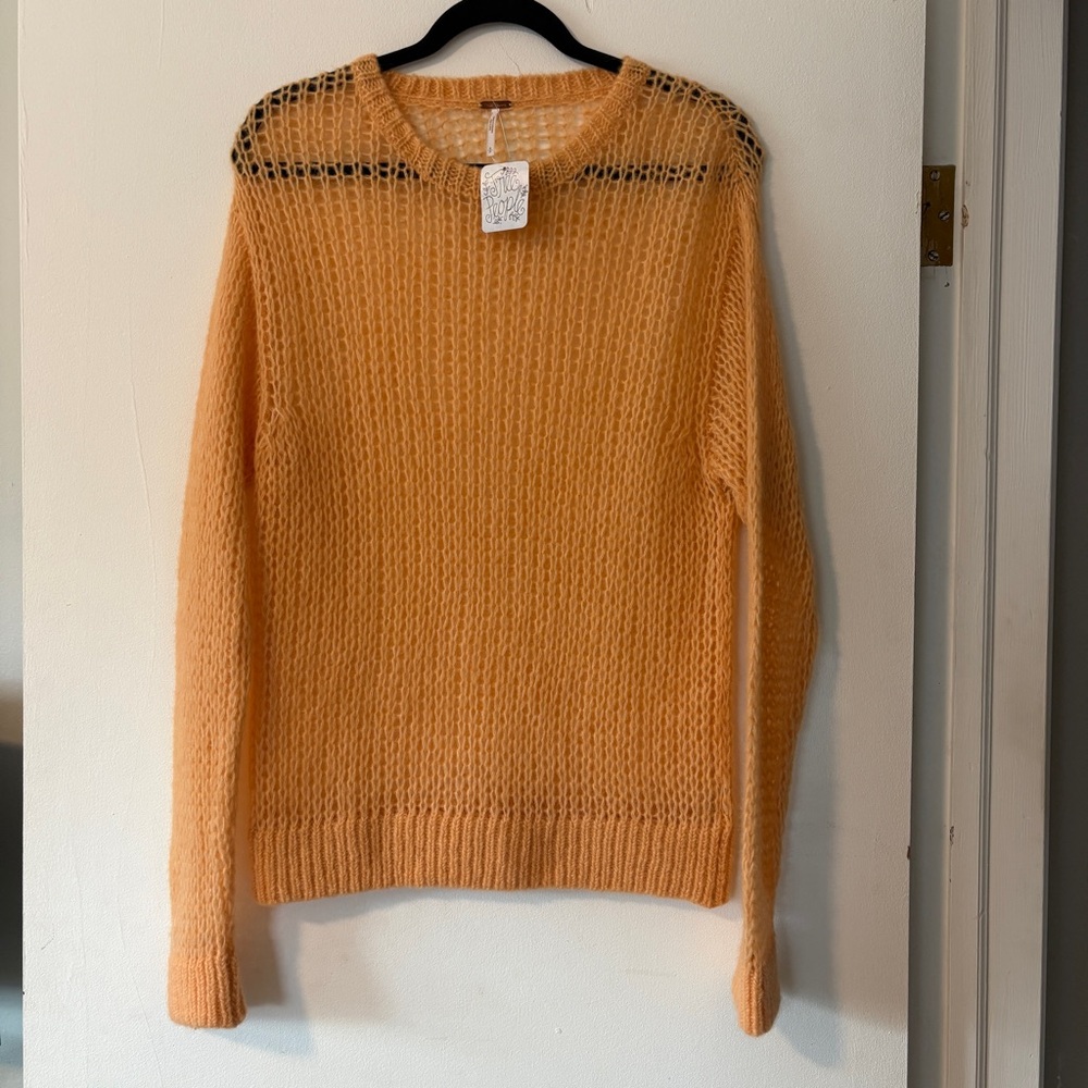 Free People Light & Lofty Alpaca Sweater Womens Size Small Mango Knit NEW W TAGS